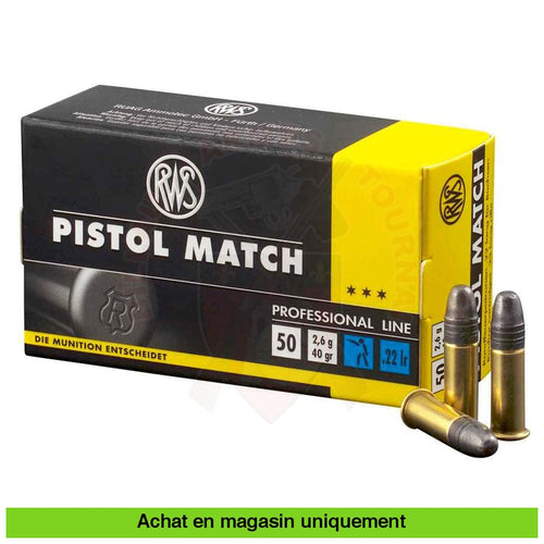 Boite De 50 Cartouches Rws 22Lr Pistol Match Munitions À Percussion Annulaire Cal.