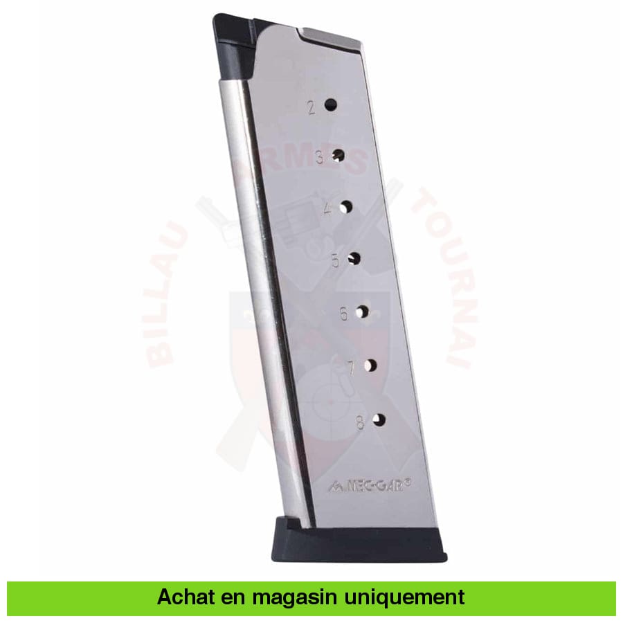 Chargeur Mec-Gar Colt 1911 45Acp 8 Coups À Talonnette Chrome Chargeurs