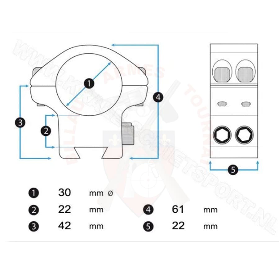 Paire De Colliers UTG Pour Lunette 25.4mm - Montage Bas Rail Picatinny - Noir Mat