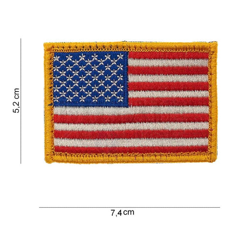 Patch Brodé Drapeau Usa Full Color Bords Dorés Patchs Brodés