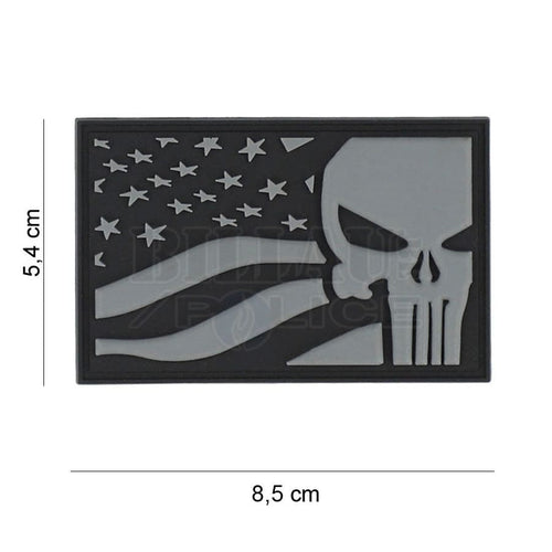 Patch Pvc 3D Drapeau Usa Punisher Noir & Gris Patchs