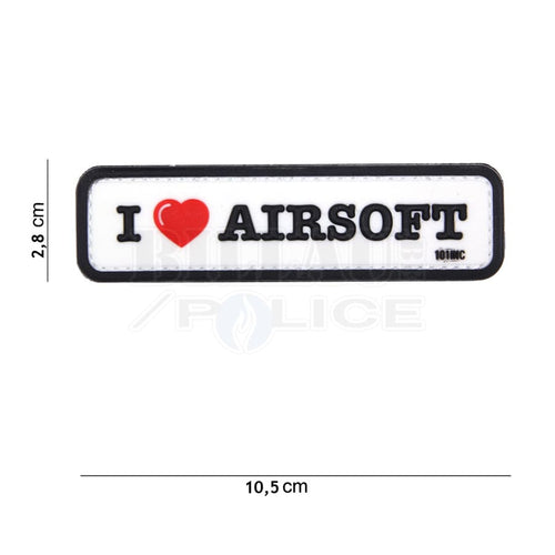 Patch Pvc 3D I Love Airsoft Blanc & Noir Patchs