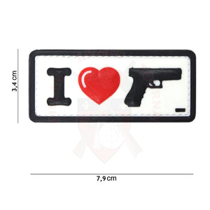 Patch Pvc 3D I Love Glock Blanc & Noir Patchs