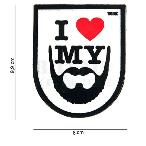 Patch Pvc 3D I Love My Beard Blanc & Noir Patchs