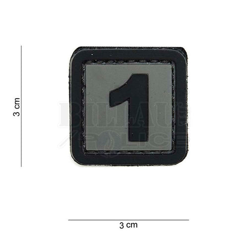 Patch Pvc 3D Tac Number 1 Gris & Noir Patchs