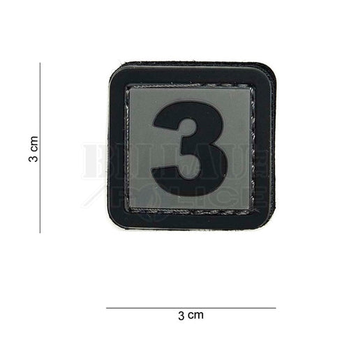 Patch Pvc 3D Tac Number 3 Gris & Noir Patchs