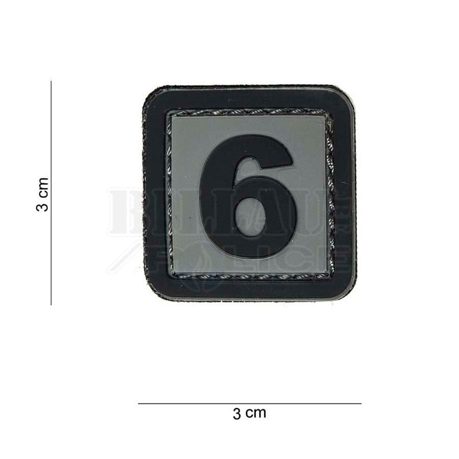 Patch Pvc 3D Tac Number 6 Gris & Noir Patchs