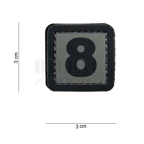 Patch Pvc 3D Tac Number 8 Gris & Noir Patchs