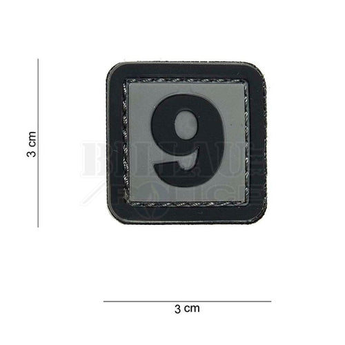 Patch Pvc 3D Tac Number 9 Gris & Noir Patchs