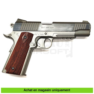 Pistolet À Plombs Co2 Colt 1911 Rail Gun Stainless Cal .177 Armes De Poing