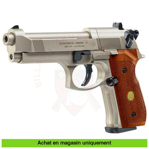 Pistolet À Plombs Co2 Beretta 92 Nickel Bois 4.5Mm Armes De Poing